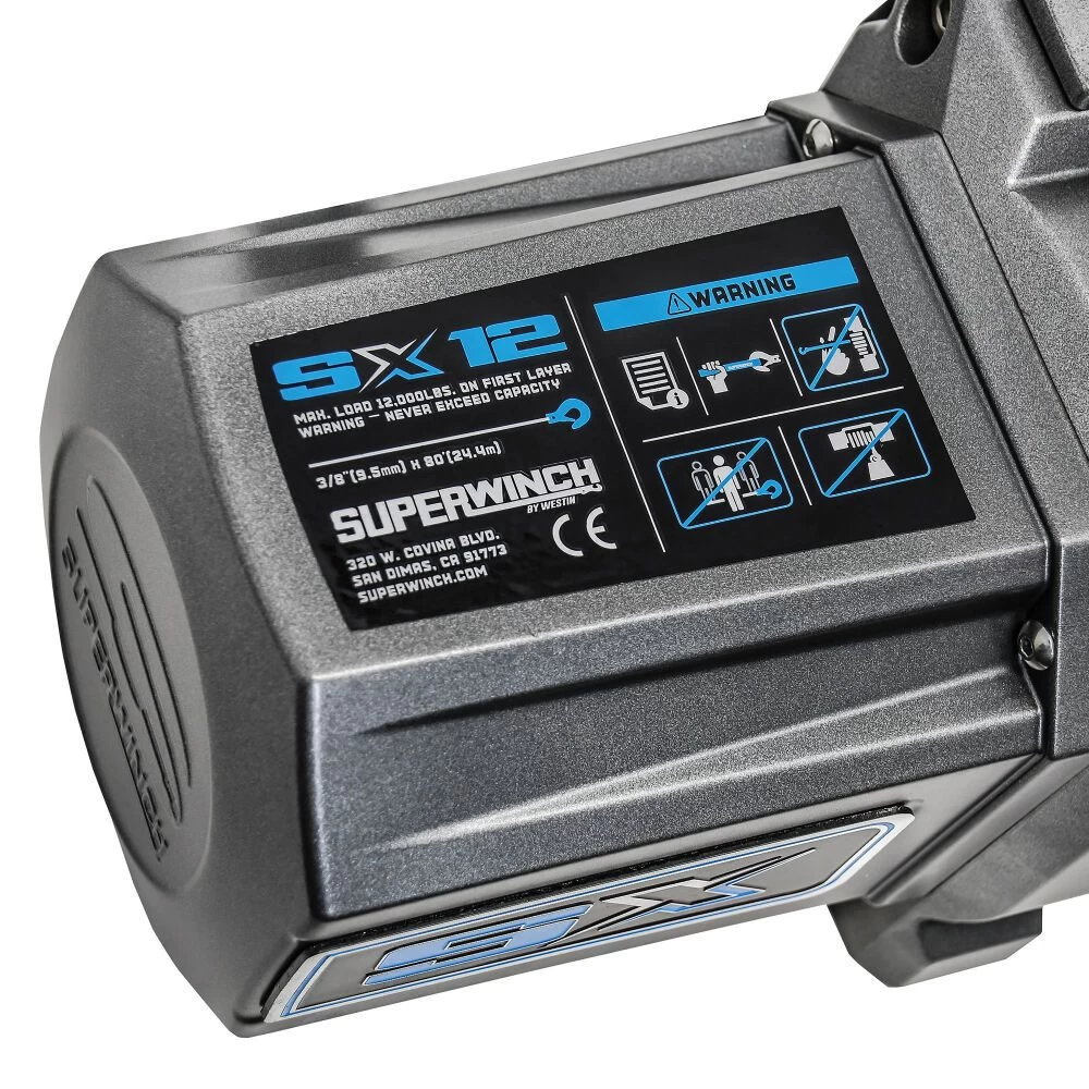 1712201 - Superwinch SX12SR 12000 LBS 12V DC 3/8in X 80ft Synthetic Rope - Graphite Winch 4 1712201 - Superwinch SX12SR 12000 LBS 12V DC 3/8in X 80ft Synthetic Rope - Graphite Winch - Image 4