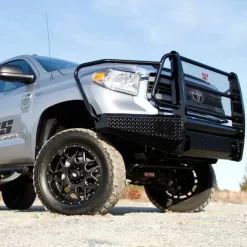 Fab Fours TT07-K1860-1 Black Steel Front Bumper With Full Grille Guard For Toyota Tundra 2007-2013 -AutoMods Hub tt07 k1860 1 3 jpg