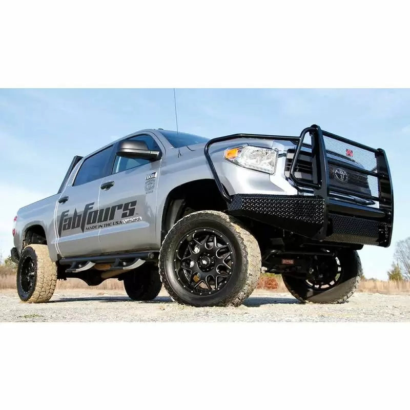 Fab Fours TT14-K2860-1 Black Steel Front Bumper With Full Grille Guard For Toyota Tundra 2014-2021